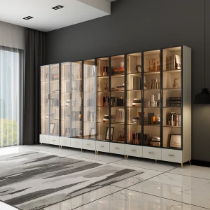 Home Furniture Living Room Modern 10 Doors Wood Bookcase