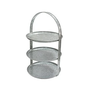 Home Party Galvanized metal round 3 tier cake stand
