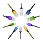 Hot sale 1M double colorful metal shell USB male to nylon braided micro data charging cable
