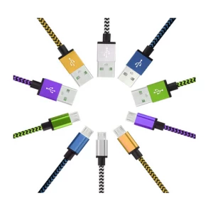 Hot sale 1M double colorful metal shell USB male to nylon braided micro data charging cable