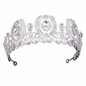 Hot sale bridal hair accessories uk wedding tiaras wedding queen crown cheap tall pageant crown tiara