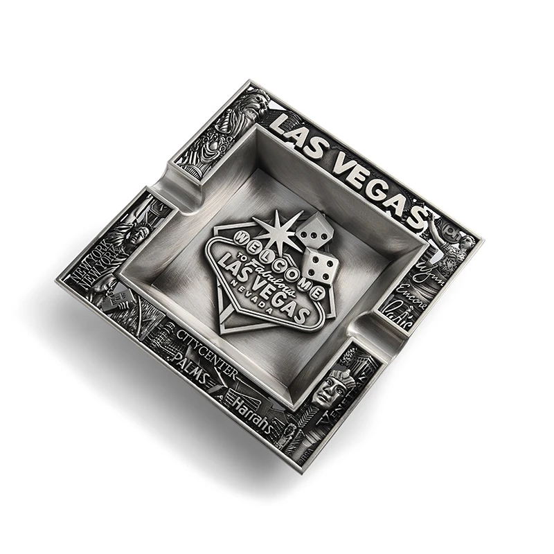 Hot sale customized design metal squared black ashtray promo gift home decoration