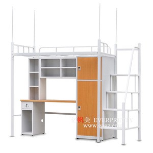 Hot Sale Dormitory Furniture Bunk Bed with Wardrobe and Desk
