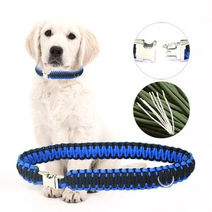 Hot Sale Double Paracord Dog Leash Chain Pet Collar, Factory Sale Cheap Dog Band Running Paracord Dog Collar