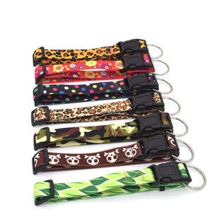 Hot Sale Fashion Made Polyester Webbing O ring Dog Collar With Green Pattern Pet Products