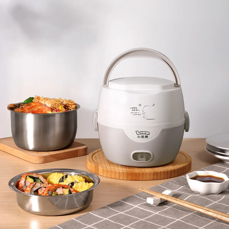 Hot sale multi-function portable cooking electric lunch box with dinner set 1.3L/1kg/185*200mm/200W/220V
