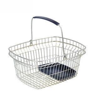 Hot Sale Supermarket wire Metal Black Shopping Trolley Basket With Handle
