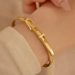 Hot Selling 925 Sterling Silver Fine Jewelry Adjustable Belt Buckle Bangle for Women Girls