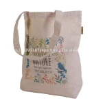 Hot selling reusable natural  canvas cotton tote shopping bag custom logo printed