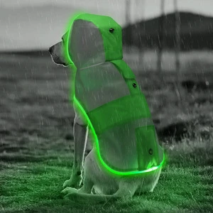 Hot Selling USB Rechargeable LED Dog Raincoat For Your Dog Safety Glowing In The Dark Running In The Rain