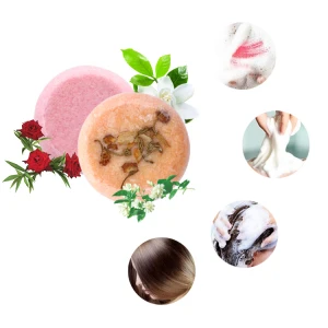 Hot selling wholesale eco-packing natural rose jasmine scent anti hair loss solid shampoo bar soap