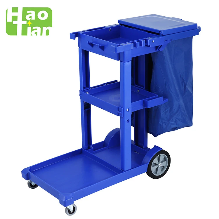 Hotel cleaning cart with cover D-011-1B Multi-function Janitorial Carts cleaning cart trolley