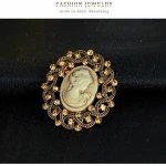 INFANTA JEWELRY 2018 Antique Relief Classic Beauty Queen Head Pin Brooch