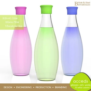 Innovative product unique hot glass water bottle with silicon sleeve