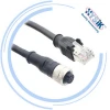 Ip67 m12 waterproof connector Ethernet cable 8 pin pole male female m12 cable to RJ45