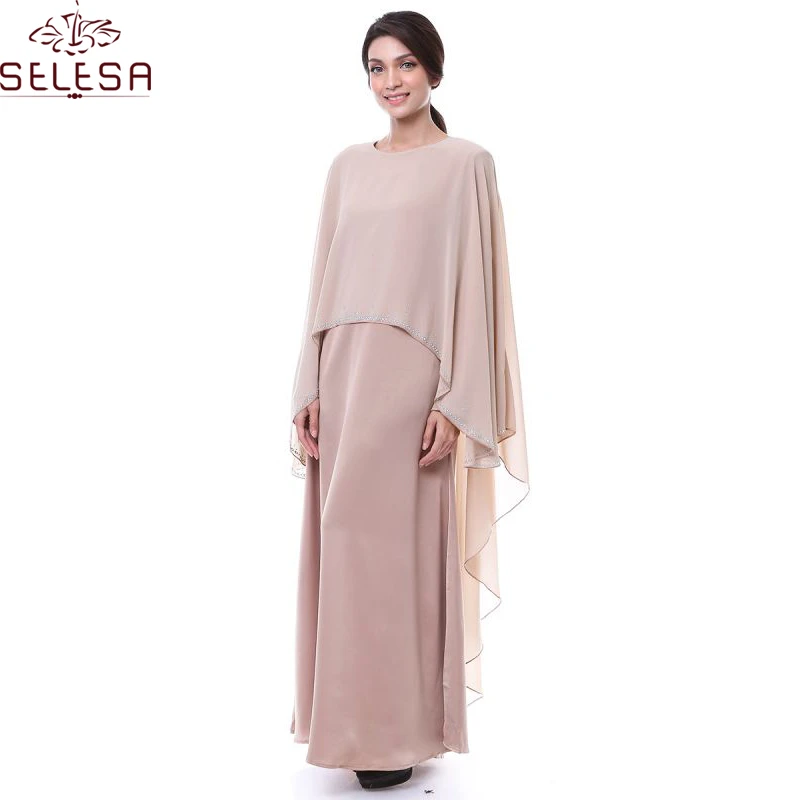 Islamic Clothing Cape Collar Long Sleeves Abaya Muslim Dresses Dubai For Women