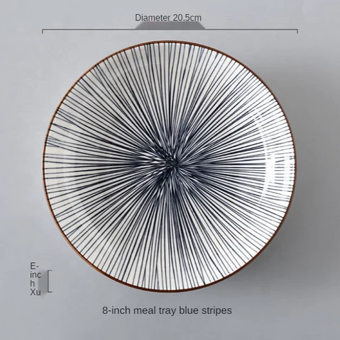 Japanese 8-inch rice plate net red ceramic underglaze deep dish plate Nordic dim sum simple household steak plate