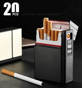 JDYH035A rechargeable usb lighter with cigarette case 20 pcs designer cigarette box