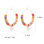 JJ54081 New style Fashion wooden beads hoop earrings Bohemian style multi color hoop earrings