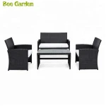 KD design cheap 4 pcs outdoor patio garden furniture black rattan wicker sofa garden sets