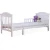 Import kids furniture pine wood material white baby cot bed with playpen bed function from China
