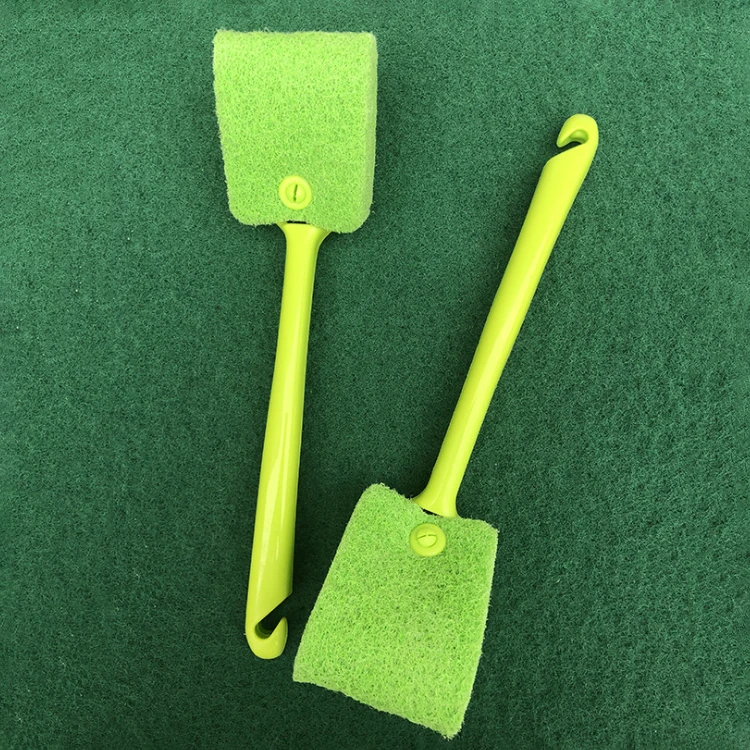 kitchen scrub cleaning scouring pad dish brush with plastic handle