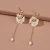Import korean New diamond Long Chain Tassel Nature Freshwater Pearl Flower Hoop Earrings Woman Jewelry from China