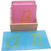Language teaching aids pink blue sandpaper letter card infant material montessori wooden sensory toy