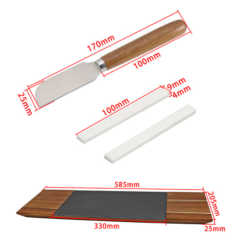 Buy Large Acacia Wood Cheese Board Set With Black Slate & Cheese Knife ...