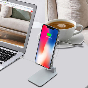 Latest Desktop Mobile Phone Mount Stand with Wireless Charger Universal Tablet Phone Bracket Holder for 3.5-12.9 inch Phone