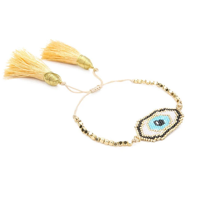 Latest Women Jewelry Wholesale Miyuki Seed Beads Turkish Evil Eyes Stretch Bracelets Set