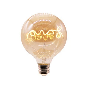 LED  light bulb love shape curved G125 globe soft filament bulb G95 edison led bulbs