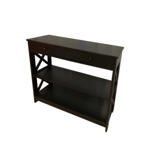 Living Room Furniture Black Wood Side Console Table with Sliding Drawer Entrance Hallway Corner Console Table