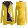 Long Hooded Leopard Fashionable Women Coat Plus Size Coat