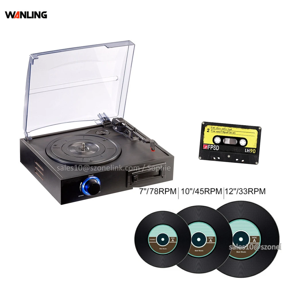 LP vinyl record player BT speakers gramophone record player with cassette