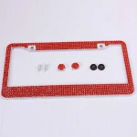 Luxury Handcrafted 14 Facets SS20 Premium Glass Crystal Diamond Stainless Steel License Plate Frame Bonus Matching Screws Caps