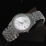 Luxury Jewelry 925 Sterling Silver Bracelet Quartz Wrist Watch Fashion Gift for Men