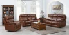 Luxury living room furniture genuine leather double power 1+2+3 recliner sofa