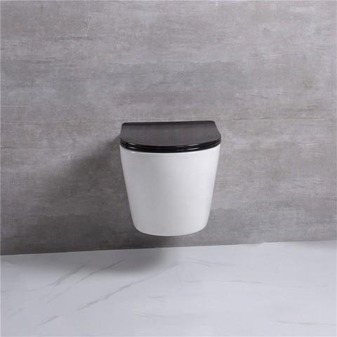 Luxury sanitary ware wc Soft closing black seat cover  hanging Toilet Bowl wall mounted bathroom wc wall hung rimless toilets