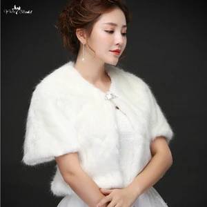 LZP213 High End Mink Hair Wedding Coat White Fur Bolero Winter Wedding Jacket