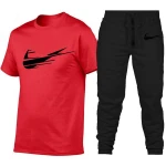 Mens short-sleeved t-shirt shorts 2-piece suit workout pants mens