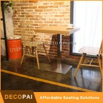 metal modern wood look dining cafe restaurant chair