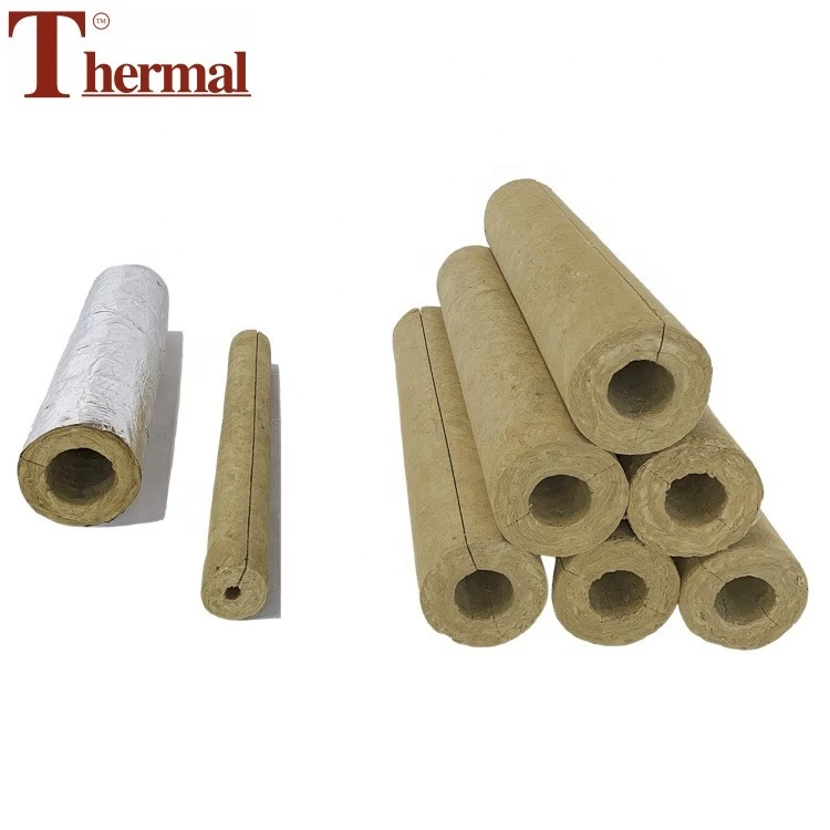 mineral wool pipe section	heat and cold insulation rock wool pipe