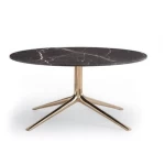 Minimalist Modern Living Room Furniture Sintered Stone Natural Wood Top Stainless Steel Base Tea Side Table Oval Coffee Tables
