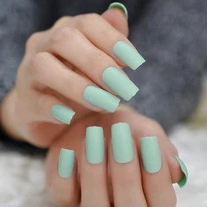 Buy Mint Green Color Long Length Nail Tips Square Shape Pure Ccrylic Design  Nails Tips Plastic Artificial Fingernails from Zhongshan Ganse E-Commerce  Co., Ltd., China