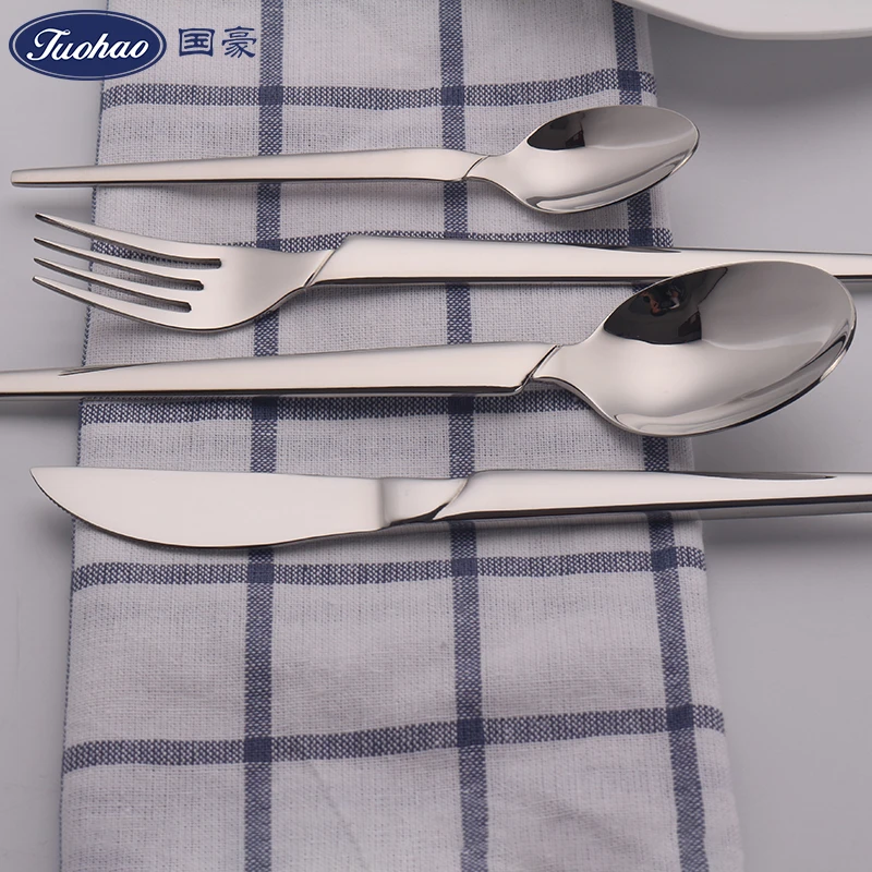 Mirror Finished Flatware Set, 4PCS Silverware Set Stainless Steel Home Kitchen Hotel Restaurant Tableware Cutlery Set
