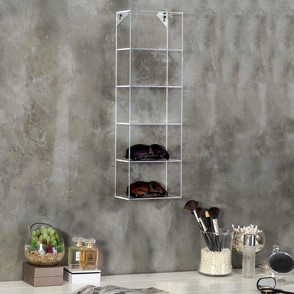 Buy Modern Clear Acrylic Wall Mounted Storage Organizer Rack / 5 Shelf