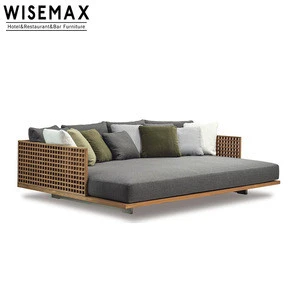 Modern commercial hotel living room woven rope outdoor chaise lounge sofa  patio aluminum cushion sofa set modern outdoor sofa