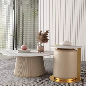 Modern Furniture Coffee table Tea Table Leisure Center Table with Golden Metal Frame