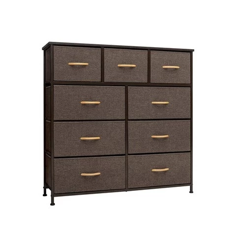 Modern home furniture brown mdf wooden chest 9 drawers chest tall clothing dresser